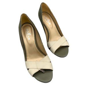 Hogan Donna Two Tone Open Toe Pumps Women's Size 8.5